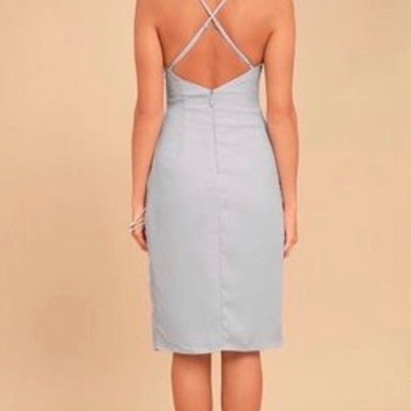 Lulu’s Making Eyes At You grey midi dress - Picture 3 of 11